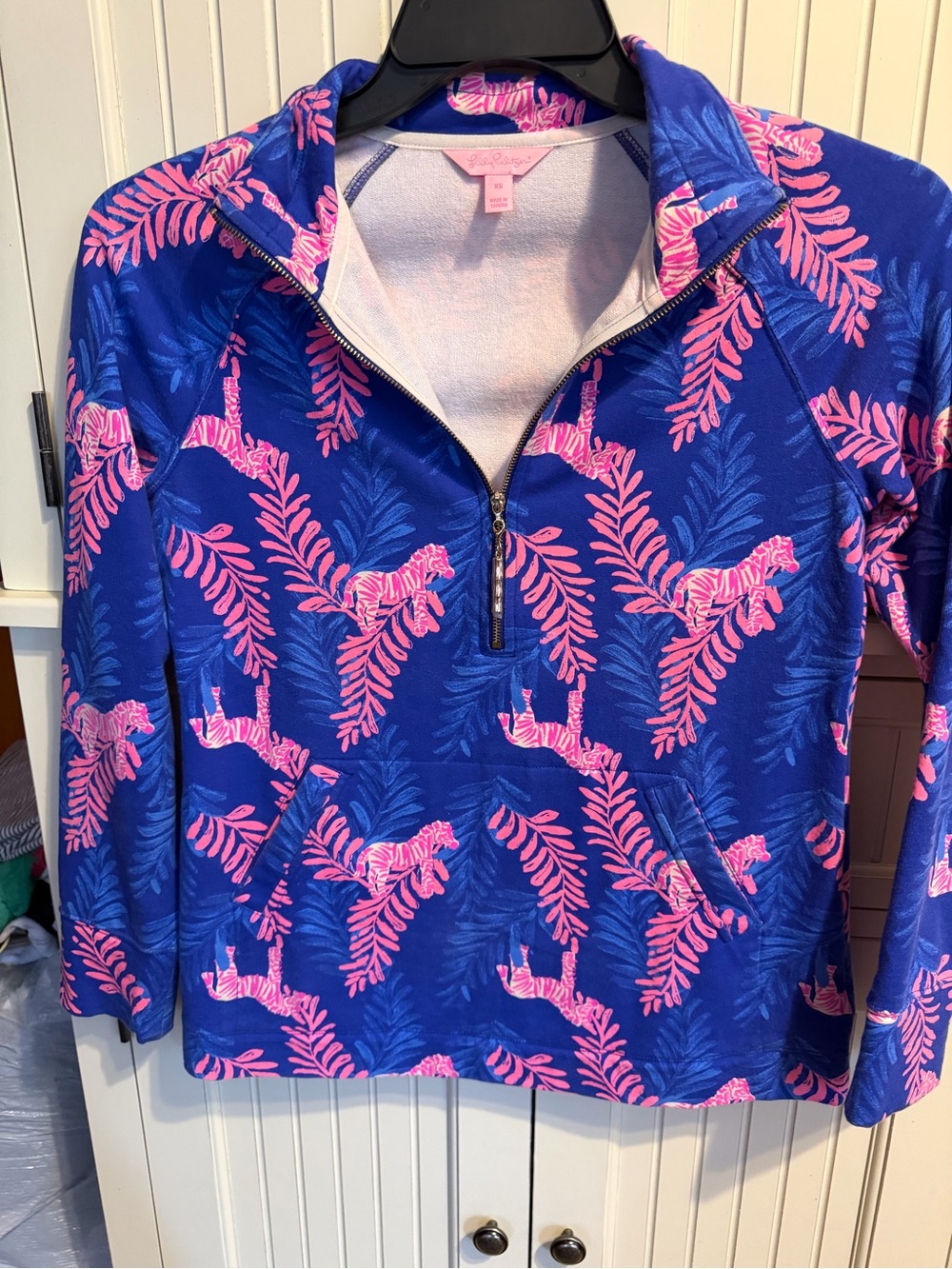 Lilly Pulitzer Royal Blue & Hot Pink Printed Half-Zip Pullover